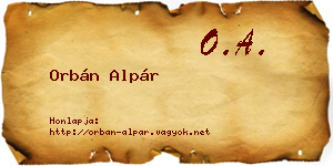Orbán Alpár névjegykártya