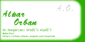 alpar orban business card